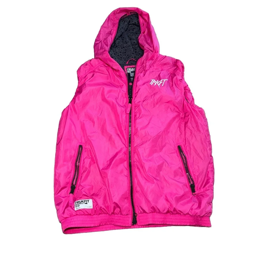 Trukfit Lil Wayne Hot Pink Sleeveless Pullover Hoodie‎ Graphic XL